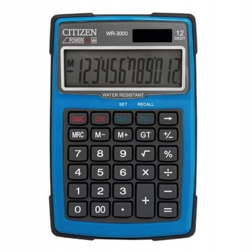 Kalkulator Citizen WR 3000 NRBLE Wodoodporny 12 cyfr niebieski