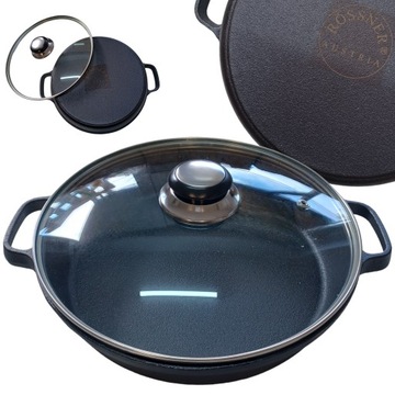 PATELNIA garnek z POKRYWKĄ rondel 25cm ŻELIWNY