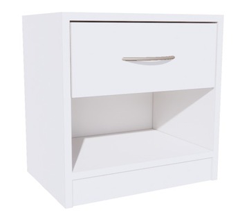 Szafka nocna, półka - szuflada, biała, nowoczesna