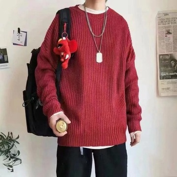 2023 Men Autumn Solid Color Wool Sweaters Slim Fit