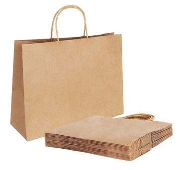TORBA PAPIEROWA BRĄZOWA 270x120x210mm TOREBKI EKO 27x12x21cm - 20szt
