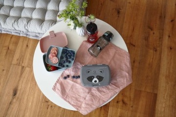 Lassig Lunchbox Ланчбокс + бутылка из тритана - Бутылка для воды из енота - СЕРЫЙ