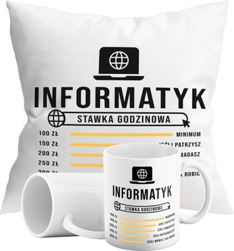 ZESTAW KUBEK + PODUSZKA INFORMATYK STAWKA PARODIA