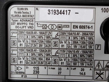 Сварочный аппарат Telwin Advance 227, 130А-200А - комплект ММА