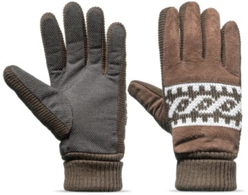 RĘKAWICZKI ZIMOWE CIEPŁE GRUBE OCIEPLANE BRĄZOWE