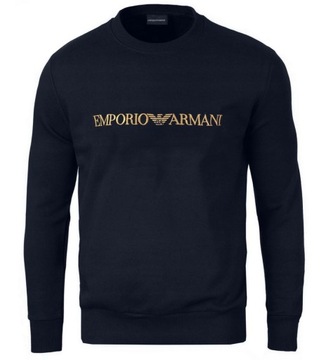 BLUZA EMPORIO ARMANI EA7 BEZ KAPTURA DUŻE HAFTOWANE LOGO GRANATOWA