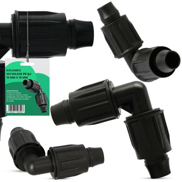 10 шт. PE QJ, вставной коленчатый соединитель для капельной линии 16x16 мм