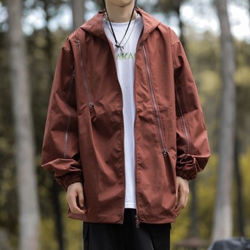 Hooded Windproof Jackets Men Zippers American Styl
