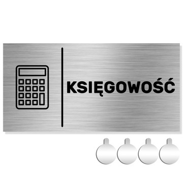 NIERDZEWNA Tabliczka na drzwi / ścianę KSIĘGOWOŚĆ 10x20 Aluminium