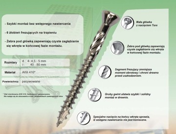 Саморезы из нержавеющей стали для террас, доски 5х80