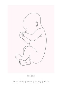 Plakat Prezent Metryczka Noworodka Różowa 50x70