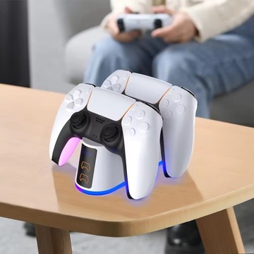 Зарядная станция Контроллер PlayStation 5 Зарядное устройство Белые светодиодные световые эффекты
