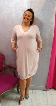 Sukienka Dres Ściągacz Szara Roz. 58 Plus size