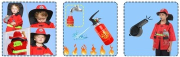 Комплект костюма пожарного пожарного для детей, аксессуары