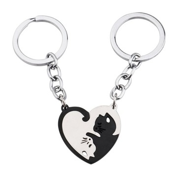 BRELOK 2 PRZYJACIÓŁ YING YANG BFF KOTY SERCE