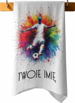 RĘCZNIK RĘCZNICZEK SPORTOWY NA W-F TRENINGI Z IMIENIEM PIŁKA NOŻNA 70x30cm