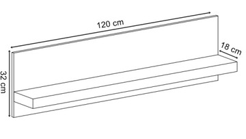 Широкая подвесная полка, 120 см, три цвета ANTICA A19