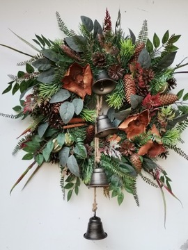 Wianek wieniec stroik DUŻY 50cm DZWONECZKI bożonarodzeniowy świąteczny