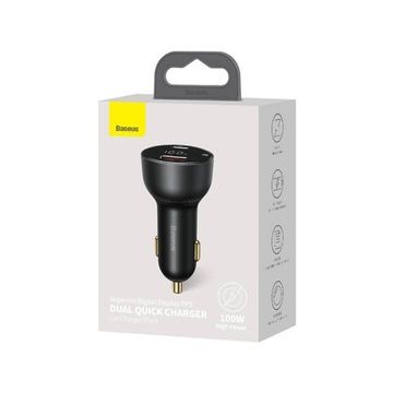 АВТОМОБИЛЬНОЕ ЗАРЯДНОЕ УСТРОЙСТВО BASEUS 1X USB-A 1X USB-C СВЕТОДИОДНЫЙ ДИСПЛЕЙ PD QC 100 Вт