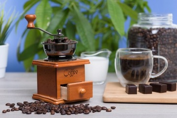 Мельница для помола кофе, перца и соли, ручная ретро, ​​старая деревянная + бесплатно