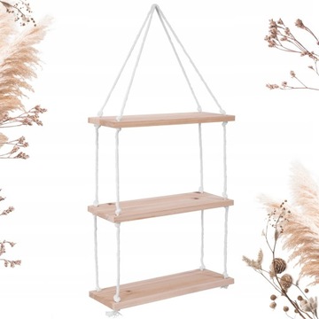 PÓŁKA WISZĄCA ŚCIENNA NATURALNE DREWNO BOHO LOFT