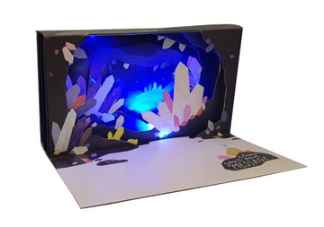 Kartka 3D LED na wiele okazji JASKINIA KRYSZTAŁY