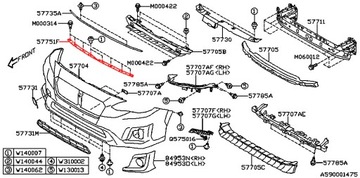 SUBARU XV IMPREZA 17- LIŠTA VRSTVA NÁRAZNÍK PŘEDNÍ