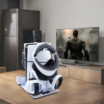 Многофункциональная зарядная охлаждающая подставка для PS5 Slim/PS5 - белая