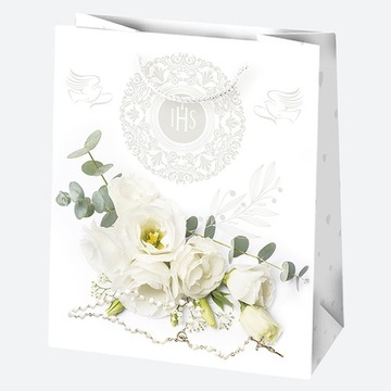 Декоративный мешок для причастия, белые розы, 19x23x10,5см