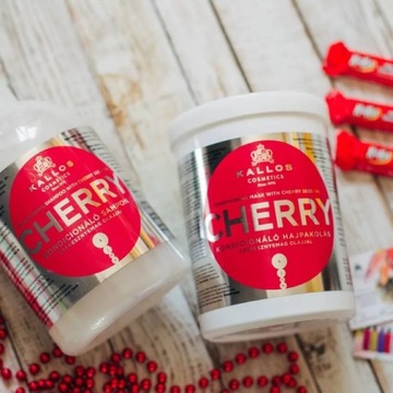 Маска для волос KALLOS KJMN с маслом вишневых косточек ВИШНЯ 1000мл 1л