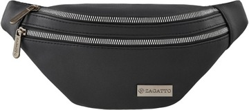 Nerka damska skórzana eco czarna pojemna saszetka torebka crossbody ZAGATTO