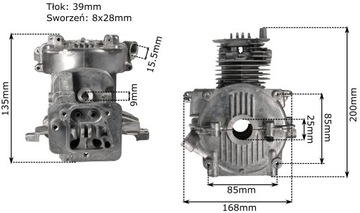 Tłok cylinder ZESTAW NAPRAWCZY DO KOSY SPALINOWEJ 4SUW 39MM