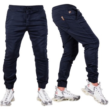 Spodnie męskie joggery PREMIUM GRANATOWE RISADE R.30