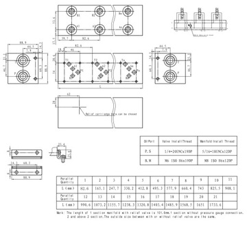 ROZDZIELACZ CETOP 5 NG10 4 SEKCJE 230V + ODCIĄŻENIE
