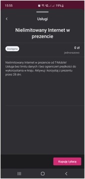 Интернет по карте T-MOBILE без лимита ГБ / 28 дней