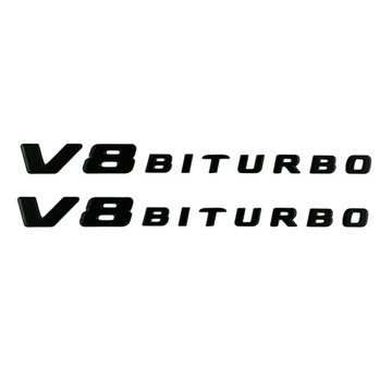 Mercedes V8 BITURBO emblemat znaczek czarny (para) G KLASA C63 S63 E63 SL63