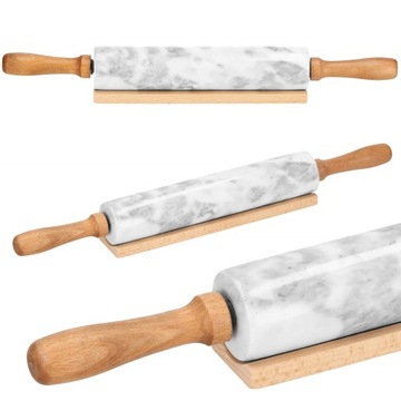 КУХОННЫЙ ВАЛОК ДЛЯ ТЕСТА ИЗ МРАМОРА КАМЕНЬ 46х5см С ВРАЩАЮЩЕЙСЯ ПОДСТАВКОЙ