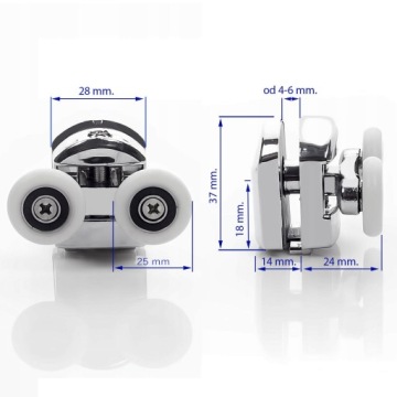 ДВОЙНЫЕ РОЛИКИ РОЛИКОВЫЕ КОЛЕСА ДЛЯ ДУШЕВОЙ КАБИНЫ КОМПЛЕКТ КОЛЕС 25ММ