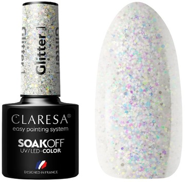 LAKIER HYBRYDOWY GLITTER 1 -5g CLARESA Dobre krycie