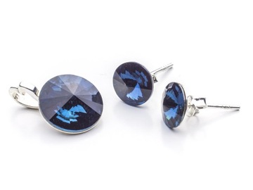 Komplet srebrny kolczyki wisiorek z kr. Swarovski