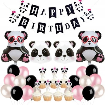 BALONY DEKORACJE URODZINOWE ZESTAW PANDA