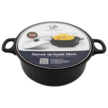 GARNEK DO SMAŻENIA FRYTEK ZESTAW POKRYWA KOSZYK UNIWERSALNY KLASYCZNY 24CM