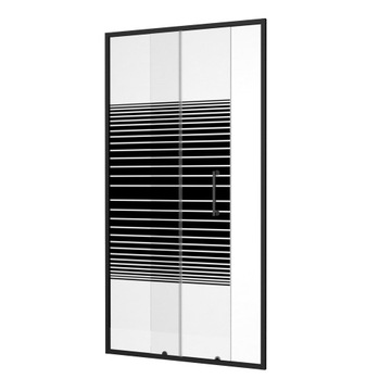 DRZWI PRYSZNICOWE WNĘKOWE PRZESUWNE 90CM CZARNE W PASY WALK-IN ŚCIANKA