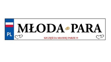 Tablice tablica na auto do ślubu MŁODA PARA