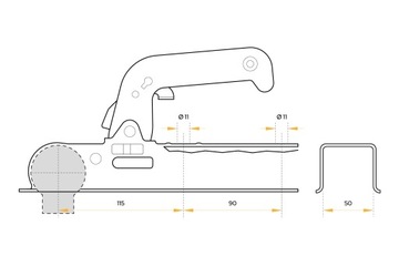 WINTERHOFF ШАРОВАЯ СЦЕПКА КВАДРАТНЫЙ ПРОФИЛЬ 50мм 800КГ