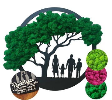 Украшение ДЕРЕВО ЖИЗНИ с мхом СЕМЬЯ 45см 6мм мох мох