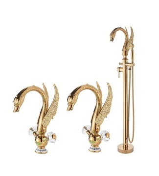 Bateria wannowa Old Retro Gold +2X umywalka Zestaw