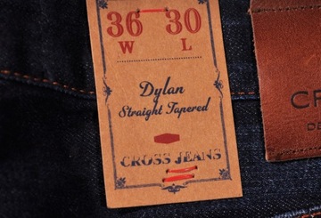 CROSS JEANS spodnie STRAIGHT regular NAVY blue DYLAN _ W36 L30