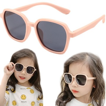 Okulary dla Dzieci Przeciwsłoneczne Ochronne UV400 Klasyczne Brzoskwiniowe