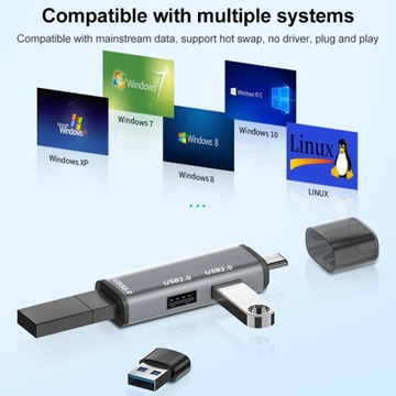 ADS-302C Концентратор 3 в 1 Type-C/USB-C, серебристый